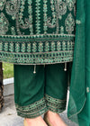 Forest Green – Embroidered Chiffon 3PC Kurta