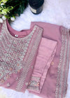 Classic Tea Rose Pink Chiffon Embroidered Kurta – 3 PC