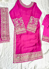 Magenta Royale – Stone Work Embroidered Chiffon Set