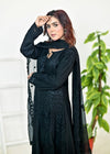 Black Luxury Embroidered Chiffon 3PC Maxi Set