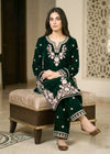Dark Green – Luxury Embroidered Velvet 2PC Kurta Set