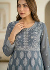 Noor-e-Silver – Light Grey Luxury Embroidered Chiffon 3PC pishwas Set