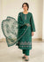 Emerald Grace – Dark Green Premium Embroidered Linen 3PC Suit with Chiffon Dupatta
