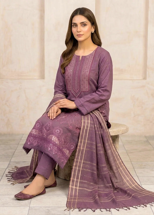 Lavender Meadow – Lavender Premium Embroidered Lawn 3PC Dress with Printed Dupatta