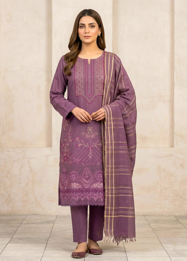 Lavender Meadow – Lavender Premium Embroidered Lawn 3PC Dress with Printed Dupatta