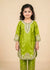 Kids Lime Green Kattan Silk Kurta & Trouser Set