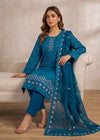 Teal Whisper – Teal Premium Embroidered Linen Dress with Chiffon Dupatta