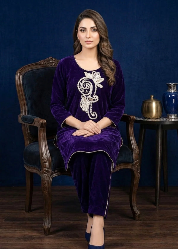 Purple Opulence – Elegant 2PC Velvet Set