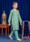 Embroidered Sea Green Cambric Kurta Set for Girls