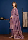 Mauve Embroidered Cotton 3-Piece Kurta Set