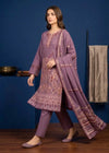 Mauve Embroidered Cotton 3-Piece Kurta Set