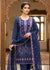 Navy Blue Embroidered Kurta Set with Mirror Work and Chiffon Dupatta