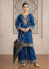 Royal Blue Embroidered Cotton Jacquard Kurta Set