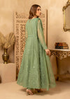 Sage Green Embroidered Chiffon Flared Maxi with Trousers & Dupatta