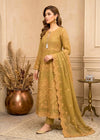 Olive Green Embroidered Flared Maxi with Trousers & Dupatta