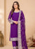 Elegant Purple Crepe Embroidered Kurta Set with Chiffon Dupatta