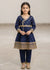 Girls Navy Blue Embroidered Angrathawith Trousers