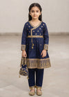 Girls Navy Blue Embroidered Angrathawith Trousers