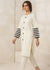 Stylish Off White Cotton Kurta Set with Striped Sleeves