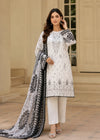 White & Black Printed Lawn Kurta Set with Dupatta