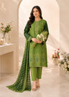 Lawn Green Embroidered Kurta Set with Printed Dupatta