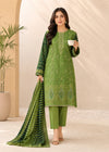 Lawn Green Embroidered Kurta Set with Printed Dupatta