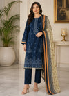 Navy Blue Embroidered Kurta Set with Printed Dupatta