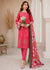 Crimson Embroidered Lawn Kurta Set with Printed Dupatta