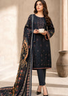 Navy Blue Embroidered Lawn Kurta Set with Printed Chiffon Dupatta