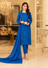 Blue Embroidered Kurta Set with Dupatta & Trousers