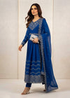 Royal Blue Embroidered Anarkali Maxi Dress with Dupatta