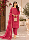Hot Pink Embroidered Cotton Kurta Set with Lawn Dupatta