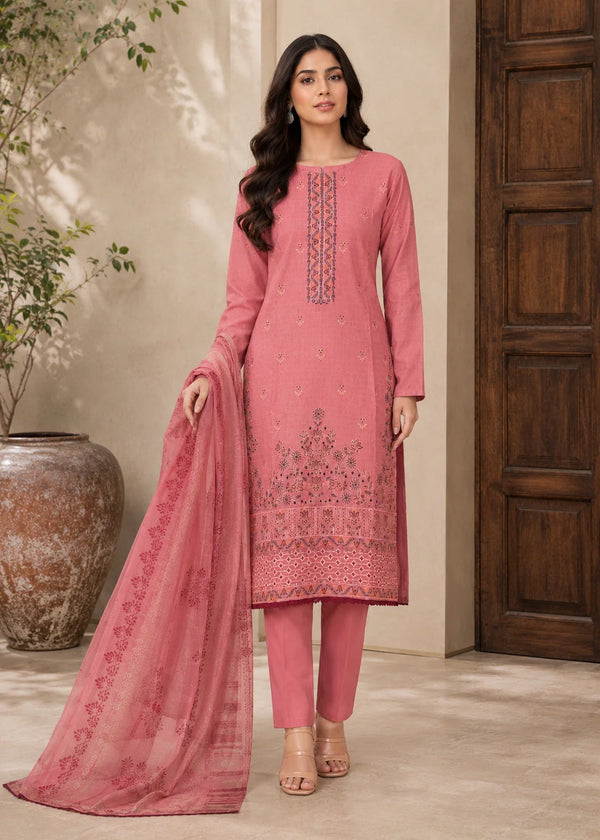 Rose Pink Printed Lawn Kurta Set with Dupatta