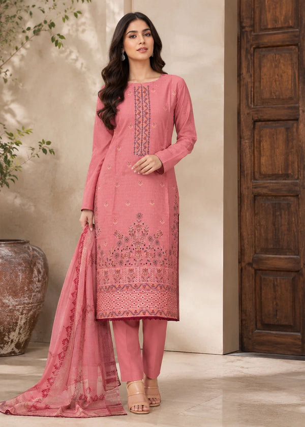 Rose Pink Printed Lawn Kurta Set with Dupatta