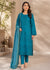 Elegant Teal Embroidered Kurta Set with Cotton Voile Dupatta