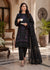Black Embroidered Kurta Set with Cutwork & Chiffon Dupatta
