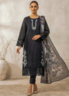 Black Embroidered Cotton Kurta Set with Digital Print net Dupatta