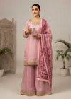 Blush Royale – Pastel Pink Luxury Embroidered Silk 3PC Dress with Net Printed Dupatta
