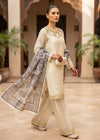 Cream Embroidered Raw Silk Kurta Set with Printed Dupatta