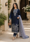 Blue Chiffon Embroidered Kurta Set – 3 PC