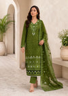Olive Royale – Olive Premium Embroidered Linen 3PC Suit with Chiffon Dupatta