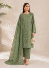 Olive Green Embroidered Cotton Kurta Set with Organza Dupatta