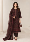 Chestnut brown Embroidered Lawn Kurta Set with Dupatta