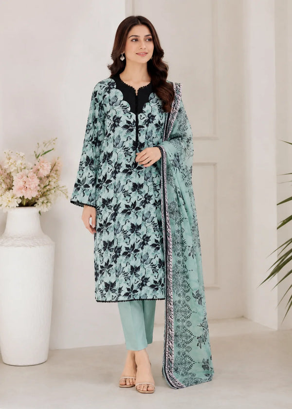 Mint Green Printed Lawn Kurta Set with Dupatta