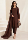Chocolate Brown Embroidered Cotton Kurta Set with Chiffon Dupatta
