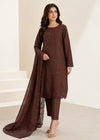 Chocolate Brown Embroidered Cotton Kurta Set with Chiffon Dupatta