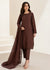 Chocolate Brown Embroidered Cotton Kurta Set with Chiffon Dupatta