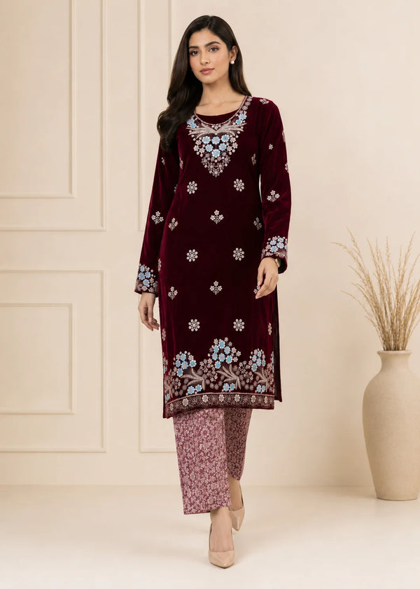 Royal Maroon – Premium Velvet Party Wear