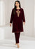 maroon handmade velvet kurta set