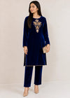 Navy Blue Opulence – Handcrafted Velvet Ensemble
